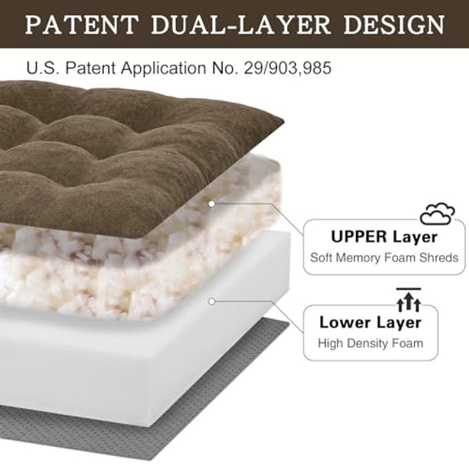 TANYOO Recliner Cushion Patent Dual Layer Fillings Chair Cushion for Elderly 20x20x5 Inches Extra Large Pad for Armchairs Booster Seat Cushions Pain Pressure Relief Brown - Image 5