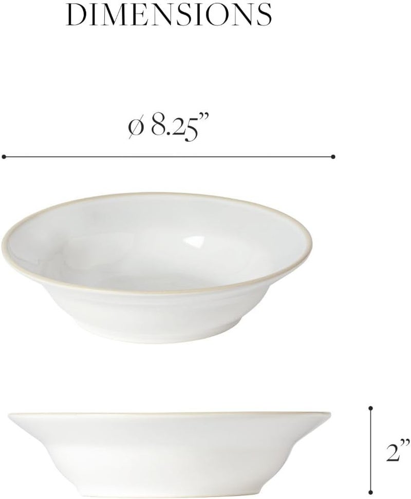 Costa Nova Ceramic Stoneware 8 Soup Pasta Plate  Beja Collection White  Cream  Microwave  Dishwasher Safe Dinnerware  Food Safe Glazing  Restaurant Quality Tableware - Image 2