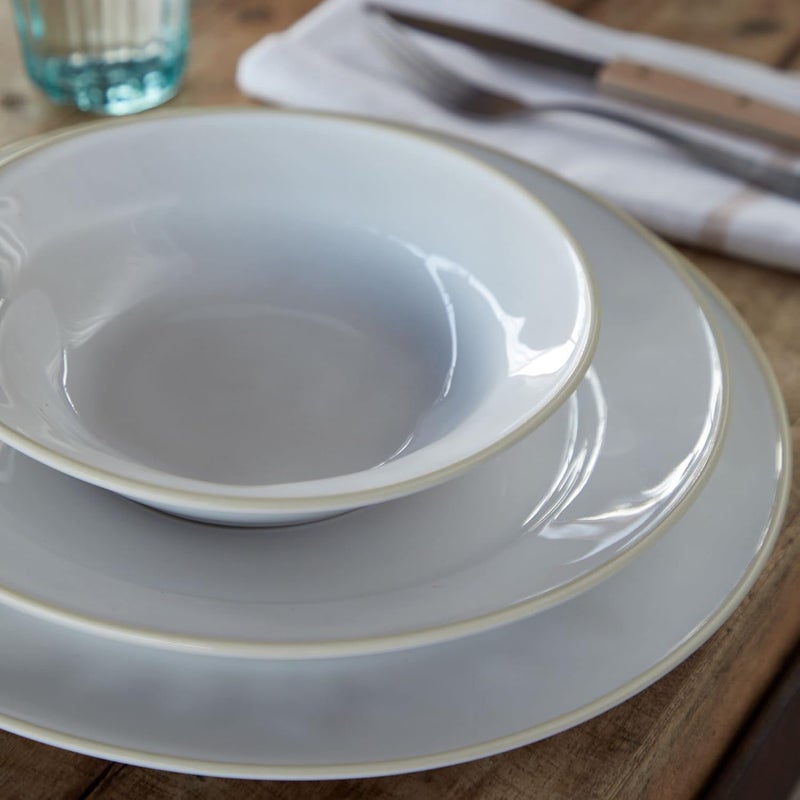 Costa Nova Ceramic Stoneware 8 Soup Pasta Plate  Beja Collection White  Cream  Microwave  Dishwasher Safe Dinnerware  Food Safe Glazing  Restaurant Quality Tableware - Image 4
