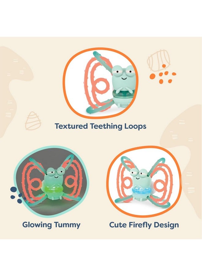 B. toys - Sensory Teether - Glowing Firefly Toy - Light-up Baby Toys - Interactive Teething Toy for Babies - 3 Months + - Spark Buddy - Image 1