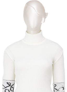 Oppland Women's Winter Stylish Beaded Full Turtleneck Long Sleeve Fitted Lycra Knitted Knitwear Bodysuit Sweater  - Image 3