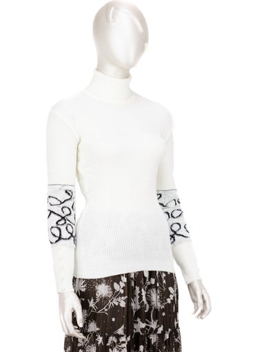 Oppland Women's Winter Stylish Beaded Full Turtleneck Long Sleeve Fitted Lycra Knitted Knitwear Bodysuit Sweater  - Image 2