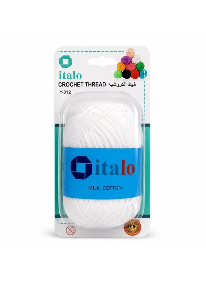 Italo White Milk Cotton Crochet Thread- White