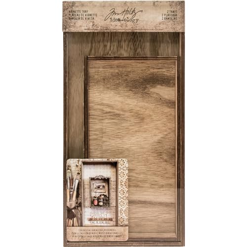 Tim Holtz Vignette Tray Idea-Ology, Assorted Sizes, 2 Wooden Trays (TH93568) - Image 3