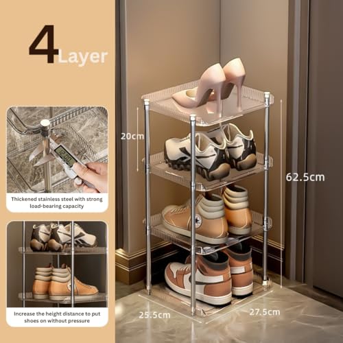 KREPS 4-Tier Vertical Shoe Rack Organizer, Space-Saving Metal & Plastic Storage Shelf for Shoes, Boots, Heels, and Sandals, Durable and Easy Assembly (4 - Layer) - Image 3