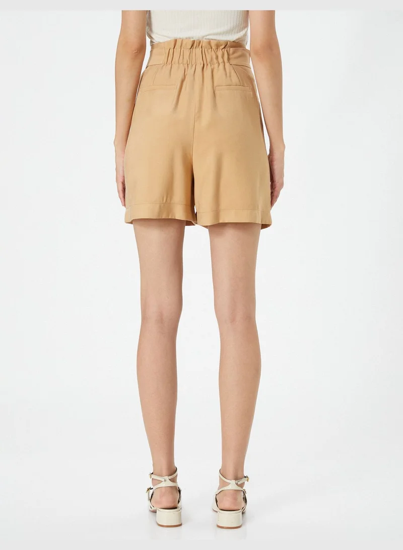 KOTON Silky Fabric Belted Pocket Detail Shorts