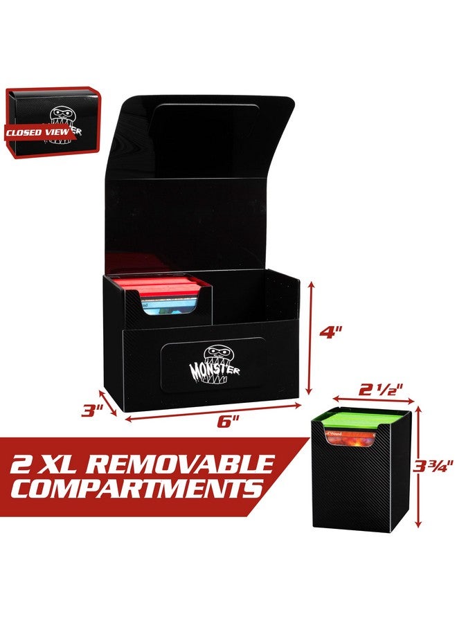 Monster Protectors Extra Large Magnetic Deck Box - MTG Commander Big Case - Two XL Removable Compartments Hold 200 Double Sleeved Magic Game Cards  - Image 2