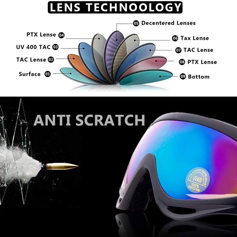Peicees 13PCS Motorcycle Set, 5 Dirt Bike Ski Goggles UV Protection Dustproof Windproof Safety Glasses with 8 Skull Face Mask - Image 3