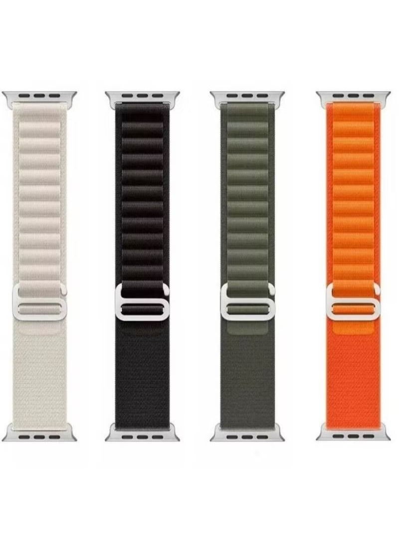 IAF - 4 in a Bundle - Alpine Loop Watch Band Strap for Apple Watch Ultra 49mm/45mm/44mm/42mm Green, Starlight, Orange, Black - Image 1