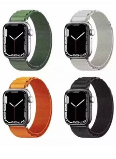 4 in a Bundle - Alpine Loop Watch Band Strap for Apple Watch Ultra 49mm/45mm/44mm/42mm Green, Starlight, Orange, Black