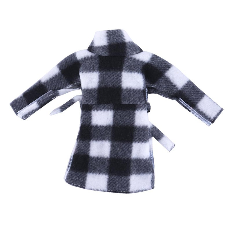 E-TING Santa Clothing Bathrobe Christmas Accessories for elf Doll (Black and White Plaid Bathrobe) - Image 2