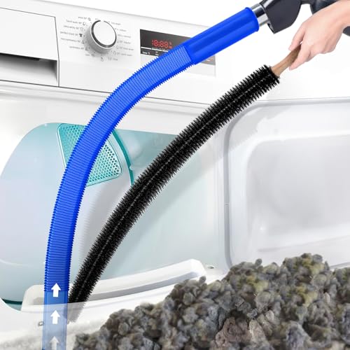 PetOde 2 Pieces Dryer Vent Cleaner Kit Compatible with All Vacuum Cleaner, Dryer Lint Brush and Vacuum Hose Attachment, Quickly Lint Remover, Deep Blue - Image 1