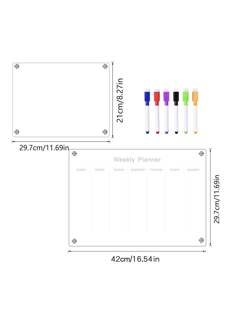 Magnetic Transparent Acrylic Week Plan Memo Message Board Erasable Magnetic Refrigerator Sticker - Image 1
