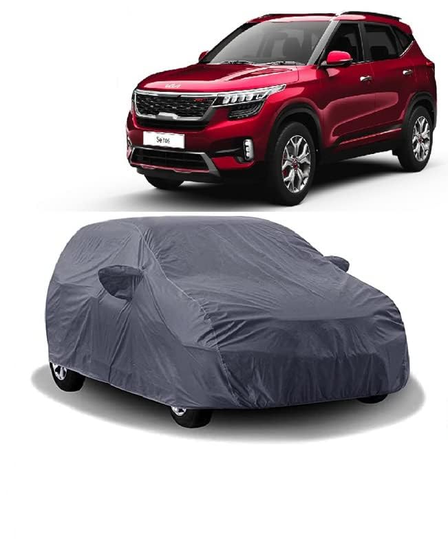 Carigiri Grey Car Body Cover for Kia Seltos(Triple Stitched,Mirror Pockets,UV Resistant,Dustproof)(Models-2019, 2020, 2021,2022) - Image 2