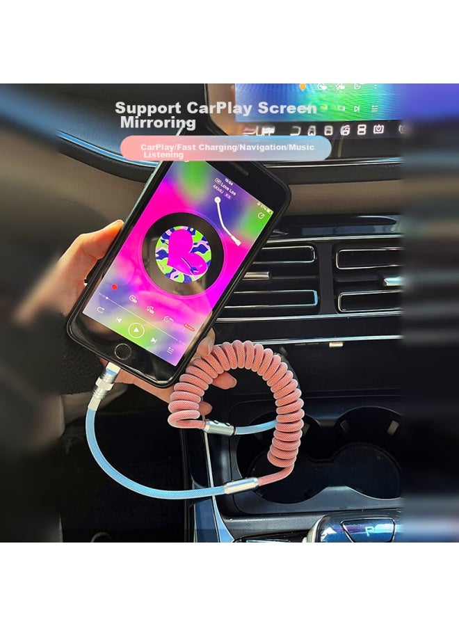 DiGallen Digalun Apple 14 Car Charger, Data Cable, Spring Car Charger, Carplay For Bmw And Mercedes-Benz, Usb+Apple - Image 3