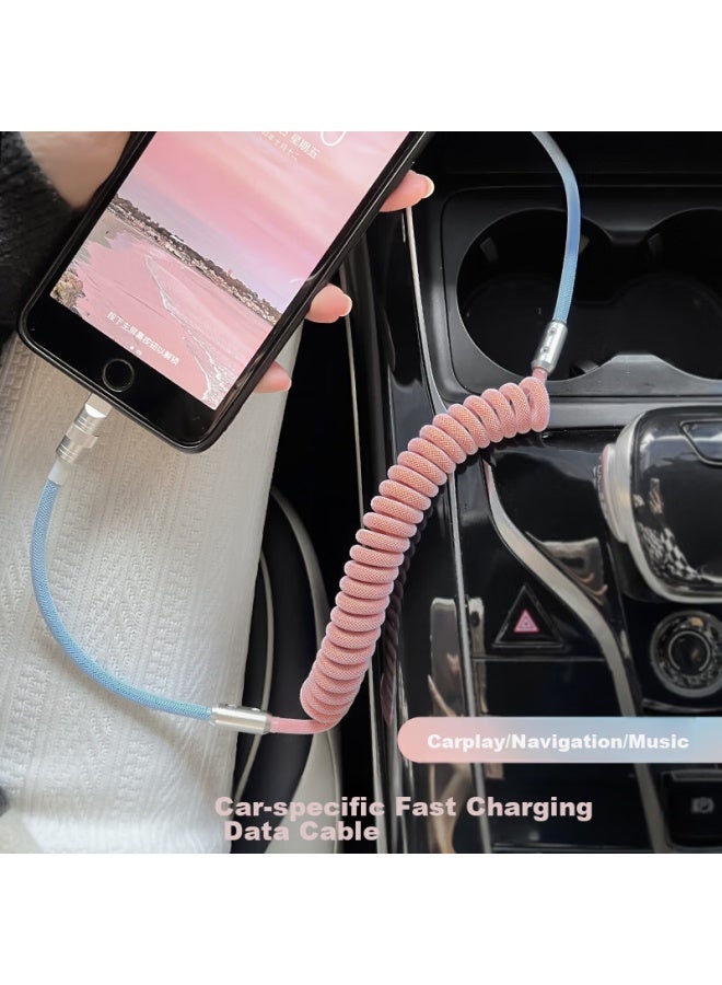 DiGallen Digalun Apple 14 Car Charger, Data Cable, Spring Car Charger, Carplay For Bmw And Mercedes-Benz, Usb+Apple - Image 1