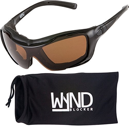WYND Blocker Polarized Large Motorcycle Riding Sunglasses Sports Wrap Glasses, Black, Polarized Amber - Image 1