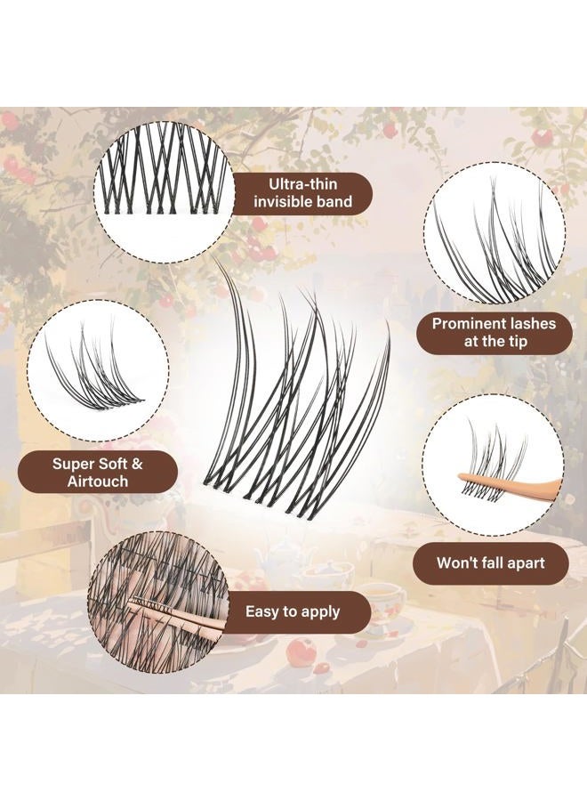 JMS&JMS Natural Look Lash Clusters Kit C Curl Fluffy Lash Clusters Wispy Eyelash Extension Kit Invisible Band with Waterproof DIY at Home(8-16MIX) - Image 3