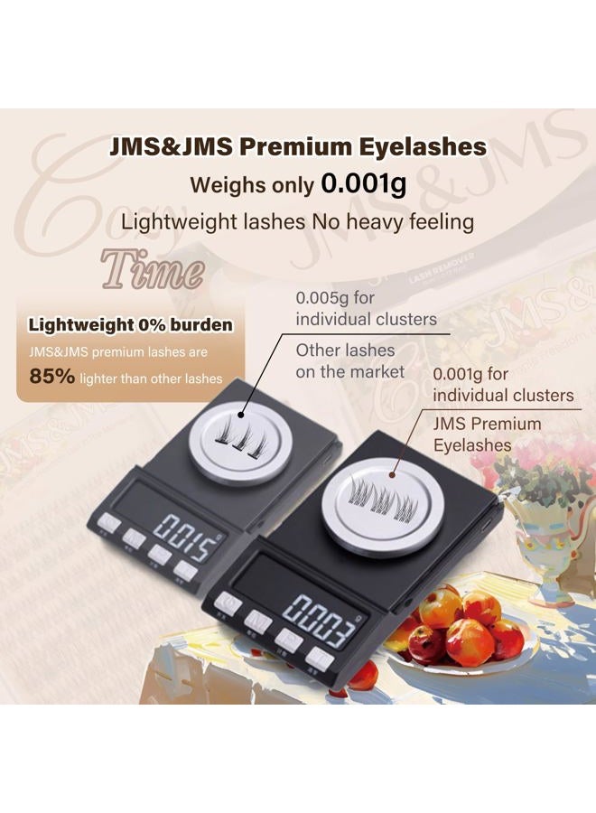 JMS&JMS Natural Look Lash Clusters Kit C Curl Fluffy Lash Clusters Wispy Eyelash Extension Kit Invisible Band with Waterproof DIY at Home(8-16MIX) - Image 2