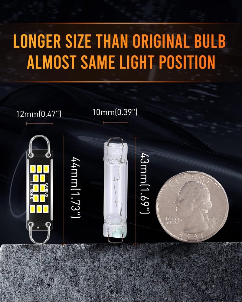 LUYED 44MM Super Bright LED for Car Dome Light, Compatible 561 562 567 564 3020 Bulbs, Xenon White Interior Lighting Use for Trunk Cargo Light, License Plate Bulbs, Pack of 4 - Image 5