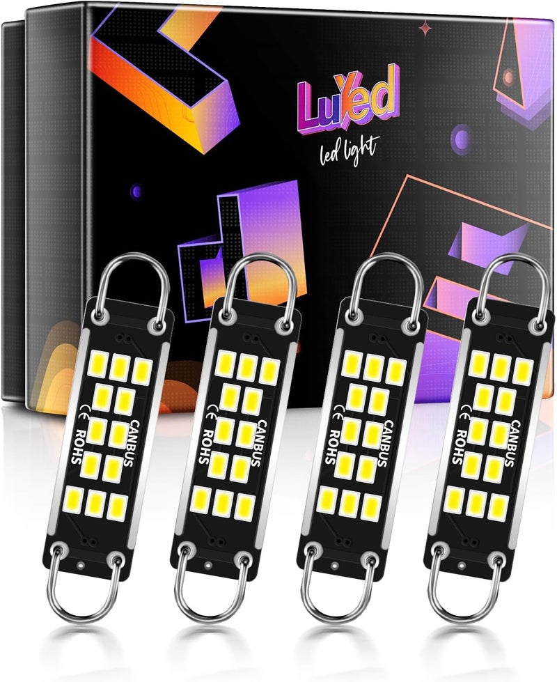 LUYED 44MM Super Bright LED for Car Dome Light, Compatible 561 562 567 564 3020 Bulbs, Xenon White Interior Lighting Use for Trunk Cargo Light, License Plate Bulbs, Pack of 4 - Image 1