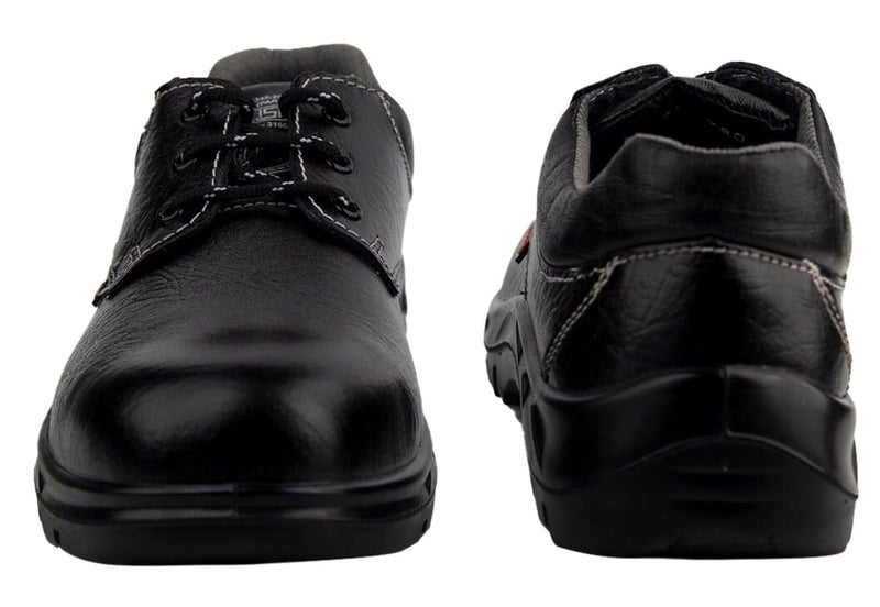Karam FS02 Black Leather Safety Shoes for Men | Single Density with Steel Toe | Antistatic, Antislip, Oil & Heat Resistant | Size-08 - Image 2