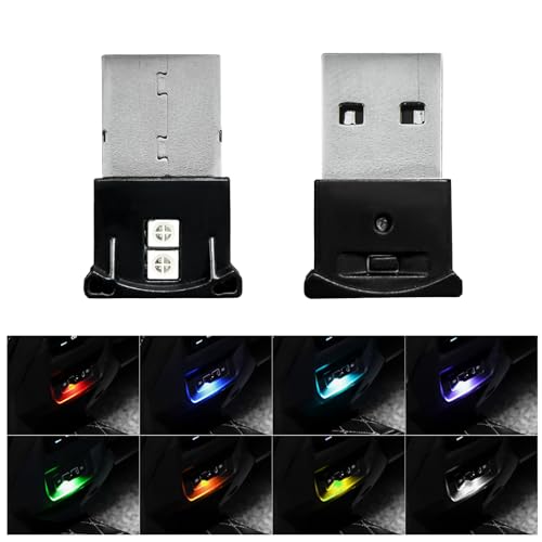 Suvnie 2 PCS Mini USB LED Light, 8 Colors RGB Car USB LED Interior Atmosphere Light, Adjustable Brightness Smart Laptop Keyboard Home Office Decoration Night Lamp, Car Accessories - Image 1
