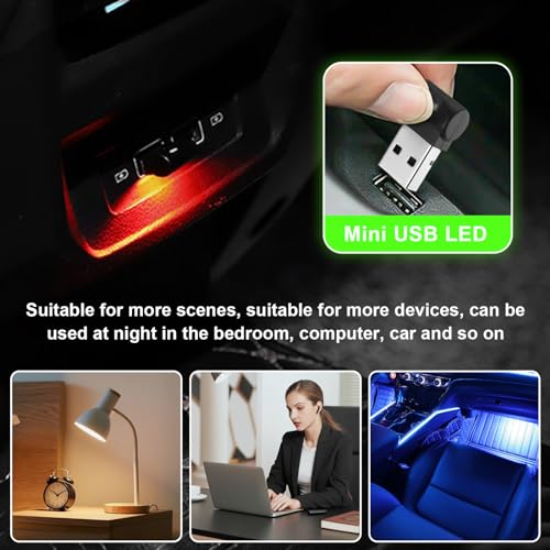 Suvnie 2 PCS Mini USB LED Light, 8 Colors RGB Car USB LED Interior Atmosphere Light, Adjustable Brightness Smart Laptop Keyboard Home Office Decoration Night Lamp, Car Accessories - Image 5