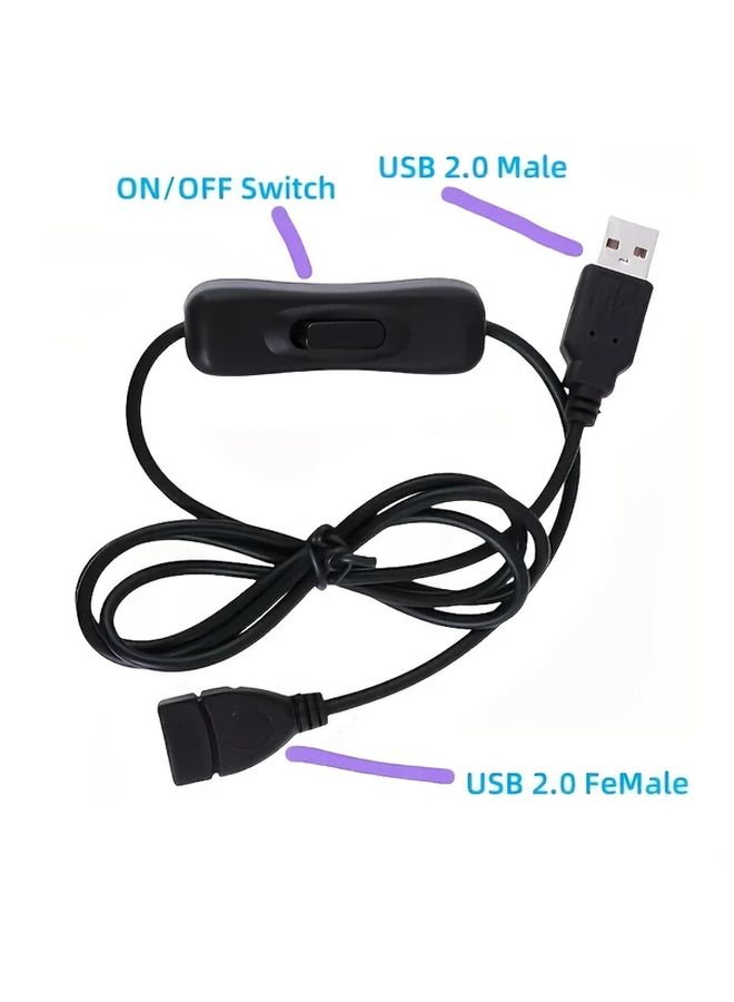 1pc USB Cable With On Off Toggle Switch 39 37 Inch Extension Cord For USB Fan Lamp - Image 3