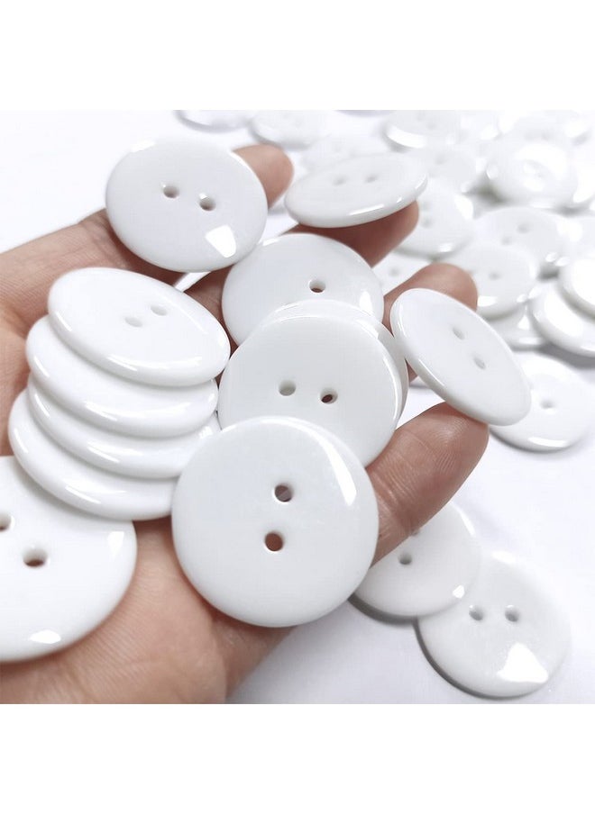 Tenalleys 50 Pcs Resin Buttons 2 Hole Buttons For Sewing Round Shirt Button Craft 1Inch (White)  - Image 4
