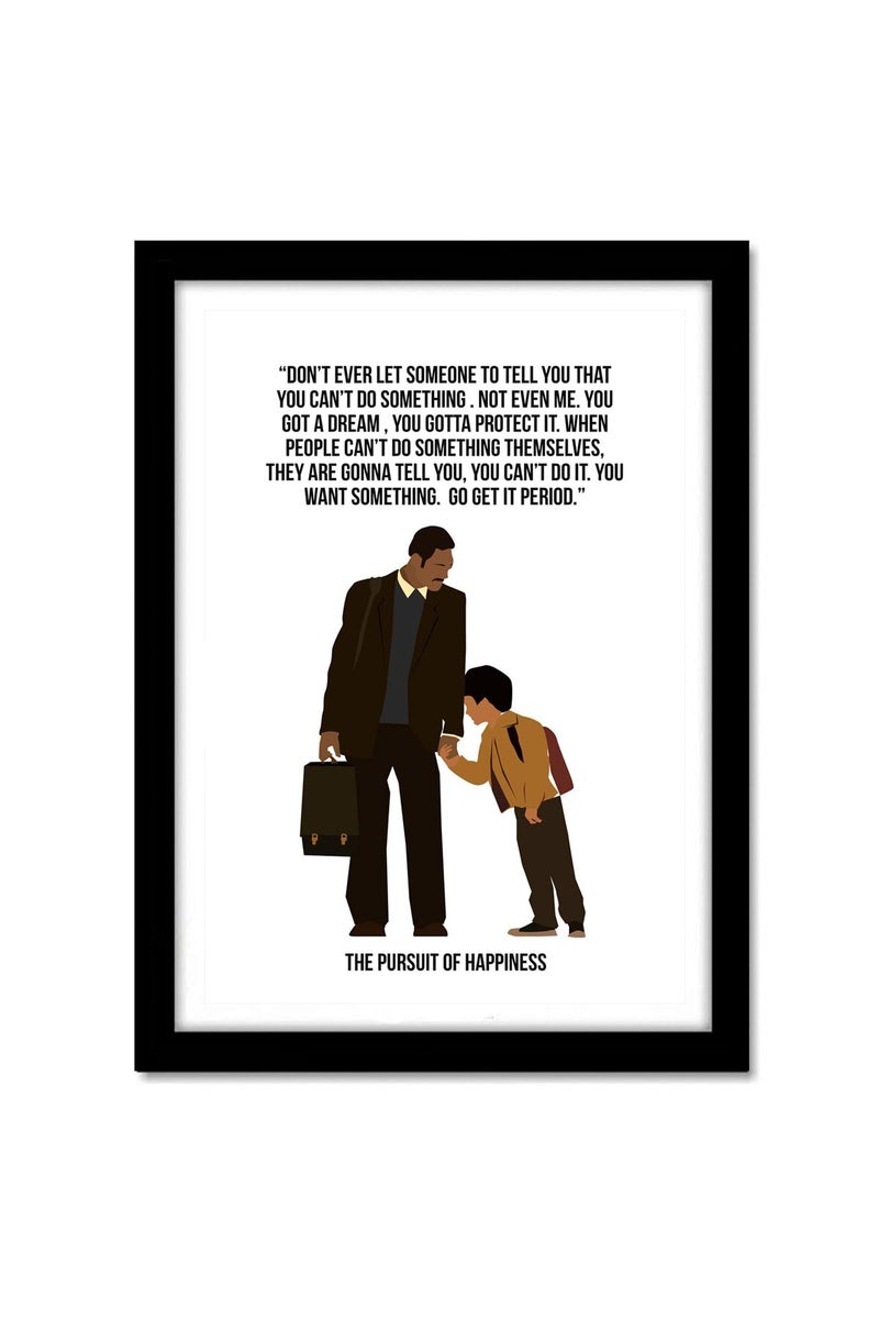 GRAY WALL ALAYRA Hollywood Posters Pursuit Of Happpiness Movie Framed Poster For Room & Office (10 Inx13 In, Framed) - Image 1