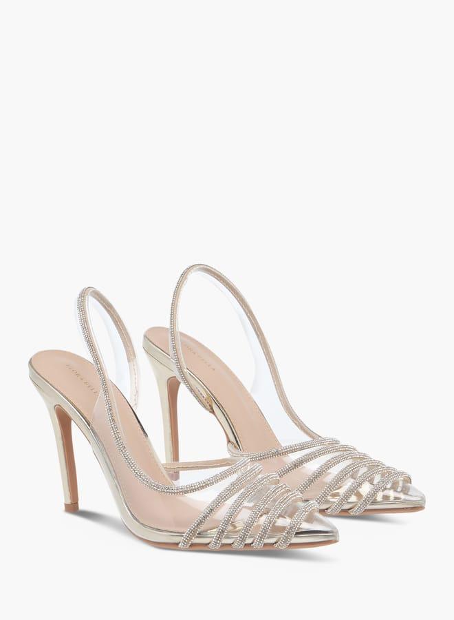 Flora Bella By Shoexpress Women Embellished Slingback Pointed Toe Shoes with Stiletto Heels Ramadan Collection - Image 3