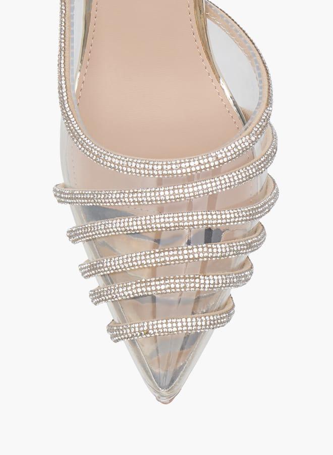 Flora Bella By Shoexpress Women Embellished Slingback Pointed Toe Shoes with Stiletto Heels Ramadan Collection - Image 4