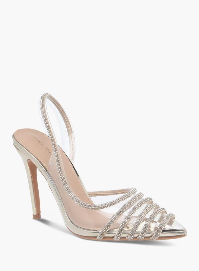 Flora Bella By Shoexpress Women Embellished Slingback Pointed Toe Shoes with Stiletto Heels Ramadan Collection - Image 1