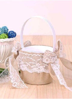 Generic Vintage Rustic Burlap Basket With Cushion Beige/White 7 x 7inch  - Image 5