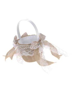 Generic Vintage Rustic Burlap Basket With Cushion Beige/White 7 x 7inch  - Image 3