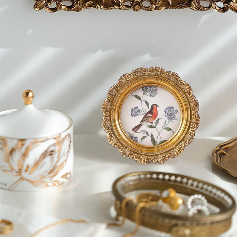 LIHOLO Round Picture Frames 3 x 3 inches, Antique Picture Frames, Vintage Picture Frames, Bird Picture Frames, Bronze Picture Frames, Wall Decor - Image 4