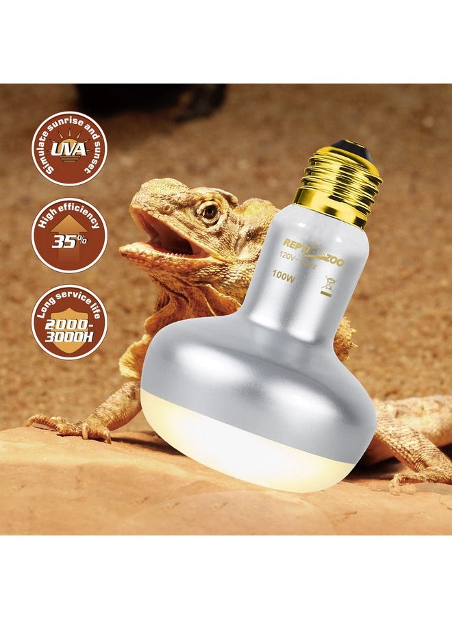 REPTIZOO Reptile Dual Lamp Fixture Heat Lamp Bulb Combo Pack Includes 100W UVA Daylight Heating Lamp and 100W Infrared Heat Emitter Infrared Basking Spot