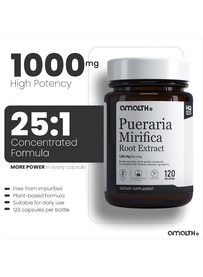AMALTH Pueraria Mirifica Extract 1000mg Strength- 120 Veg Capsules120 - Image 3