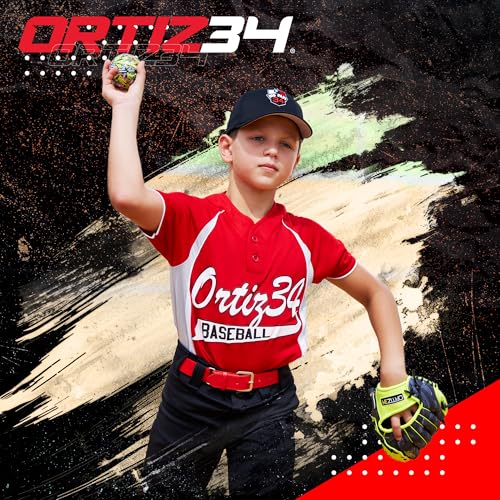 Ortiz34 Homerun Kids Tee Ball Set- David Ortiz 3-in-1 Aluminum Baseball Bat, Baseball, & Youth Baseball Glove Bundle (Made for Youth/Kids) (Volt) - Image 2
