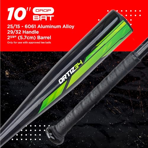 Ortiz34 Homerun Kids Tee Ball Set- David Ortiz 3-in-1 Aluminum Baseball Bat, Baseball, & Youth Baseball Glove Bundle (Made for Youth/Kids) (Volt) - Image 5