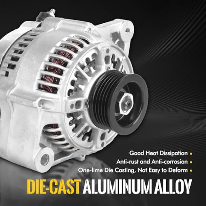 KUSATEC AND0188 New Alternator Fit for Dodge Dakota Durango Ram 2500 3500 4000 Van 1999 2000/ Ram 1500 1999 2000 2001 3.9L 5.2L 5.9L 8.0L, 117Amp 12V CW 7-Groove Pulley OE# 11577N 40052024 56027912AB - Image 2