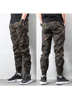Camouflage Pants Mens Summer Thin Season Trendy Korean Style Tooling All-match Loose Long Pants Small Foot Student Casual Pants Green leopard print