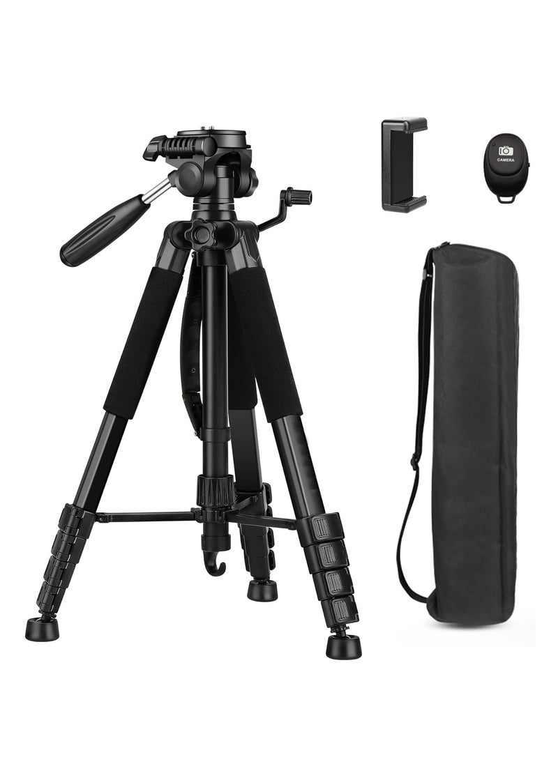 SYOSI Tripod Camera Tripods, 74" Camera Tripod with Phone Holder & Remote & Portable Bag, Heavy Duty Tall Camera Stand Tripod, Professional Travel DSLR Tripods Compatible with Canon Nikon iPhone  - Image 1