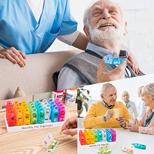 Daviky Monthly Pill Organizer 2 Times a Day - 30 Day Pill Box AM PM, BPA Free One Month Medicine Organizer Twice Daily, 31-Day Case to Hold Vitamins, Supplements & Medication - Image 2