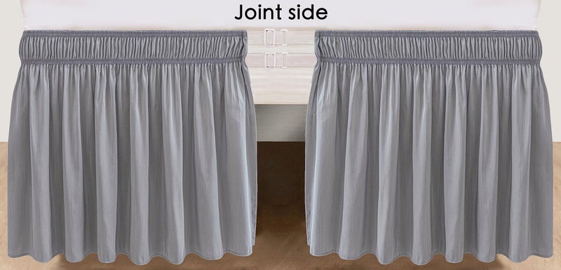 Biscaynebay Biscaynebay Wrap Around Bed Skirts for Queen Size Beds Extra Short Drop of 9""  Silver Grey Elastic Dust Ruffles Easy Fit Wrinkle & Fade Resistant Silky Luxurious Fabric Solid Machine Washable - Image 5