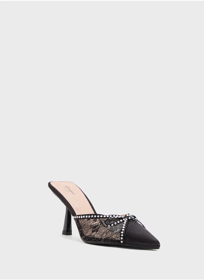Ginger Mesh Slip On Heeled Mule