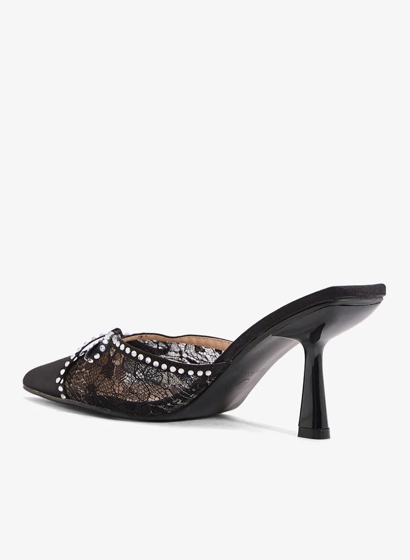 Ginger Mesh Slip On Heeled Mule