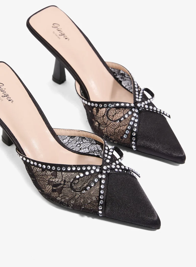 Ginger Mesh Slip On Heeled Mule