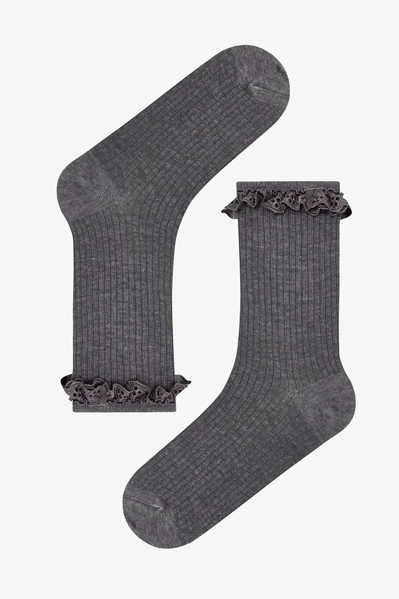 Penti PENTI Chic Lace Cotton Double Crew Socks